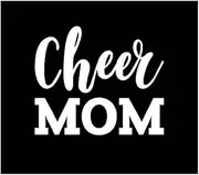 Cheer Mom Vinyl Decal | White | Made in USA by Foxtail Decals | for Car Windows, Tablets, Laptops, Water Bottles, etc. | 4.5 x 3.8 inch