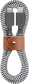Native Union Belt Cable - 4ft Ultra-Strong Reinforced USB-C to Lightning [MFi Certified] Durable Charging Cable with Leather Strap for iPhone/iPad (Zebra)