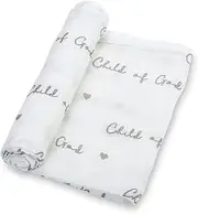 LollyBanks Swaddle Blanket | 100% Muslin Cotton | Gender Neutral Newborn and Baby Nursery Essentials for Girls and Boys, Registry | Child of God Christian Print