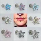 Opal Labret Piercing Lip Studs Flat Back Tragus Helix Cartilage Earrings Flower