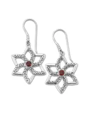 Samuel B. Silver 1.20 ct. tw. Garnet Flower Earrings