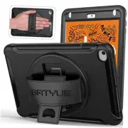 iPad Mini 5 Case 2019, iPad Mini 4 Case, Three Leather Hand Strap (Black)