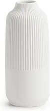 TCIUXYQ White Ceramic Vase Decorative Minimalist Modern Ribbed Vases 10" Tall for Pampas Grass, Home Accents, Kitchen,L