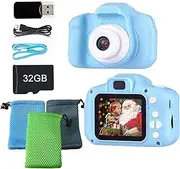 CARLIÉ Kids Camera Toy for 3-12 Years Old Girls Boys Mini Digital Children Camera 2-inch Touch Screen HD 1080P LCD Camera Toy Kids Gift with 32G TF Card Blue