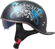 Motorbike Half Shell Helmet Moped Open Helmet with Built-in Visor Jet Helmet Fit Adult Men Women Motorcycle Cruiser Scooter Helmet DOT/ECE Approved