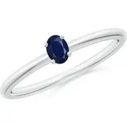 Classic Solitaire Oval Blue Sapphire Promise Ring