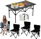 Outdoor Folding Portable Picnic Camping Table, 5Pcs Foldable Camping Table and C