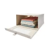 Linen Look Clothing Storage Box - Beige