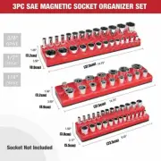 Magnetic Socket Organizer Storage Holder Tray 1/4"/3/8"/1/2" Drive SAE/Metric US