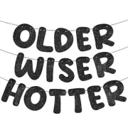 Fulmoon Set of 3 Pre Strung Older Wiser Hotter Glitter Banner Funny Birthday ...