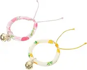 PEPLAYTAL 2pcs Adjustable Cat Collar Cute Bells Lovely Decorative Pet for Daily Wear Parties Birthdays and Special Occasions Pineapple