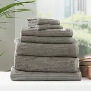 Cobblestone Ribbed Bath Towel Sets Platinum
