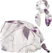 [YTYVAGT] Scrub Caps Women,Scrub Hats Suitable for Women,Purple Flower Simple Floral