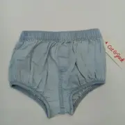 Cat & Jack Baby Bloomers 3-6M Light Wash Blue Pull On Chambray Cotton Pants NWT
