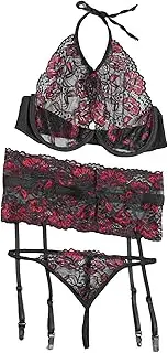 [Zylphorix] Women's Set Floral Lace Lingerie Bra and Panty Sets Underwire Cut Out Garter Nightwear Underwear