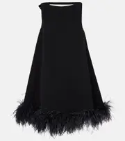 [Valentino] Valentino Feather-trimmed minidress AU 4 black