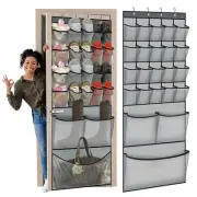 Multi-sized Pocket Over the Door Hanging Shoe Organizer Boot Storage Organize...