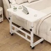 Small Standing Desk Adjustable Height, Multifunctional Work Laptop Desk, Anti-Bump Stand Up Table with Castor Wheels, Height Adjustable, for Home Office and Over Bed Use, Easy to Clean (White-B)