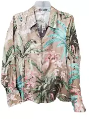 Tommy Bahama Women's Silk Tropical Palm Tree Jungle Print Button-Up Shirt M NWT