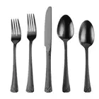 30-Piece Black Silverware Set, Stainless Steel Flatware Set Cutlery Set inclu...