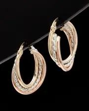 14K Italian Gold Tri-Tone Hoops