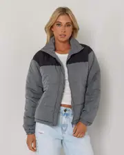 [Ava And Ever] Ava And Ever Women's Munich Puffer Jacket in Concrete/Black Size 6 6 Concrete/Black