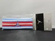 Vintage 2001 Nike Jordan Jumpman Sweat Headband Blue, Red & White Striped NBA