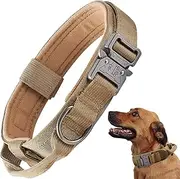 Tactical Dog Collar, Adjustable Military Training Nylon Dog Collar with Control Handle and Heavy Quick-Release Metal Buckle for Small Medium Large Dogs (L, Brown)