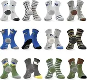 [SKIBEAUT] Baby Boy Socks Toddler Grips Socks Kid Non Slip Crew Socks Gripper Babies Boys Anti Skid Cute Socks for 0-7 Years