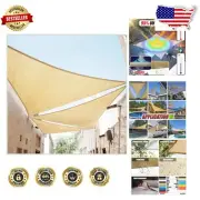 Elegant 21' x 21' UV-Blocking Beige Triangle Shade Sail for Outdoor Comfort
