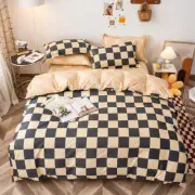 Duvet Cover Set Twin Size Beige/Gray Checkered Bedding Set Comforter Cover (1 Du