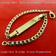 ID Bracelet 18K Yellow Gold Filled Initial Identification Baby Size Bangle
