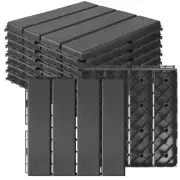 MYFAMIREA 9 Pcs Plastic Interlocking Deck Tiles 12" L x 12" W Patio Floor Dec...