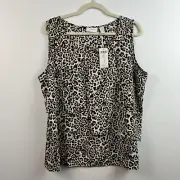 Chico’s 3 Leopard Print Tank Top Womens XL Crossover Front Classic Feminine