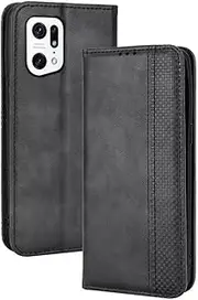 [EASSGU] Mobile Phone Case for Oppo Find X5 Pro, 6.7 Inch Flip Folio PU Leather Magnetic Switch Protective Case, [3 Card Slots] [1 Wallet] Stand Case Black
