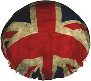 British Flag Print Shower Cap For Women Men Reusable Lightweight Soft Bath Hair Cap With Elastic Band