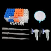 Saricho Brine Shrimp Egg Dispense Storage Kit for Hatchery With 50 Egg Collection Bottles, Holder, 3 Aquarium Feeders, 2 Automatic Feeding Bottles, Collecting Net