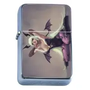 Windproof Refillable Flip Top Oil Lighter Vampire Bat D4 Blood Sucker Night