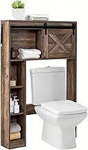 Rustic Grey Over-The-Toilet Storage Cabinet with Sliding Barn Door - Versatile Bathroom Organizer, Durable Engineer Wood & MDF Construction