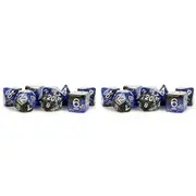 14pc Fanroll by Metallic Resin Eternal RPG Tabletop Dice Set 16mm Blue/Black