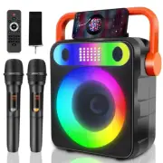 Karaoke Machine with Two Wireless Microphones, Portable Bluetooth Speaker wit...