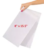 100 Pack 8x15.5 Bubble Pouches Out Bags Wrap Cushioning Self Seal Clear Shipping