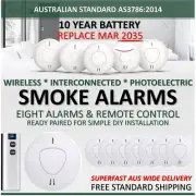8 ANKA Wireless Interconnected Photoelectric Smoke Alarm Detector &Remote Paired