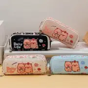 Cartoon Pencil Case Multi Compartments Canvas Pencils Pouches Pens Organiser Bag