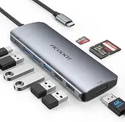 USB C Hub, Acodot 9 in 1 USB C to 4K@60HZ HDMI Multiport Adapter, 3 USB 3.0 Ports, SD/TF Card Reader, 100W PD, USB C Hub Multiport Adapter Desigend for MacBook Pro Air HP XPS and Other Type C Devices