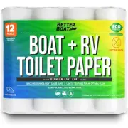 Septic Safe Toilet Paper for RVs and Boats 12 Rolls Biodegradable 2-Ply