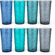 KX-WARE 18-ounce Acrylic Highball Glasses Plastic Tumbler, set of 8 Multicolor