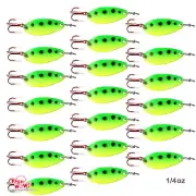20pcs Fish WOW! 1/4oz Fishing Spoons w/ a Treble Red Hook Duo Lock Snap Trolling