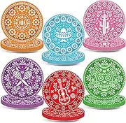 Qyeahkj 60 PCS Colorful Mexican Fiesta Party Plates 7 in Mexican Party Decorations Mayo Fiestas Disposable Paper Dish Mexico Tableware set for Dia De Los Muertos Decoration, Day of The Dead Dinnerware