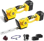 Long Reach Hedge Trimmer Cordless Electric Scissors Secateurs Grass Cutter with 2 Kinds of Blades, 1.3m Telescopic Rod, Hedge Shears Cordless Strimmer Garden Tools -Rod Battery*2